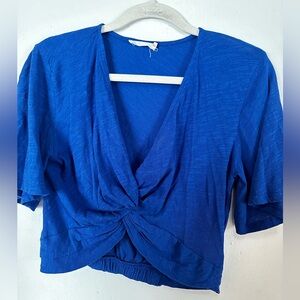 Cobalt Blue Cropped Knotted Tee